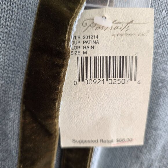 Northern Isles M Linen Cardigan Single Button Leaf Embroider Cottage Deadstock - Picture 4 of 8